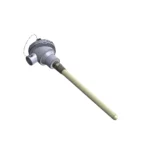 High-temperature industrial thermocouple with ceramic protection tube and connection head for harsh process applications