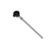 Industrial furnace thermocouple assembly with terminal head, threaded fitting and straight metal protection tube