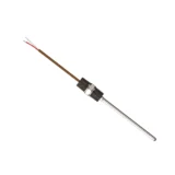 TC14 MGO thermocouple featuring an double hex threaded fitting, stainless steel sheath, and lead wire for direct immersion temperature measurement.