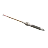 TC23 threaded melt bolt thermocouple with bare wire termination, MgO insulated cable, and threaded mounting body.