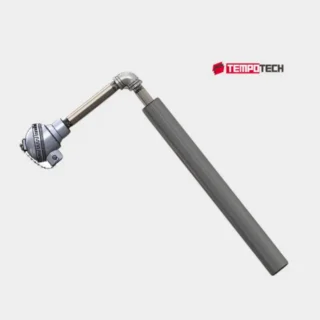 L-shaped molten metal thermocouple with protection tube for aluminum holding furnaces