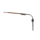 TC41 adjustable depth immersion thermocouple with 90-degree bent probe, PVC insulated lead wire, and adjustable bayonet fitting.
