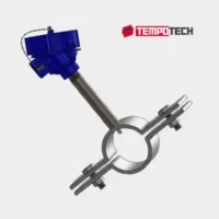 TC62 non-invasive pipe mount thermocouple assembly with spring-loaded sensor and pipe clamp