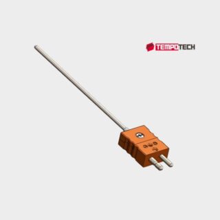 TC12 mineral insulated MGO-PAC thermocouple probe with standard male connector for direct immersion industrial temperature measurement.