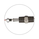 Close-up of the TC15 spring-loaded thermocouple replacement element showing the spring mechanism that maintains constant contact with the thermowell for improved temperature measurement accuracy and reliable heat transfer.