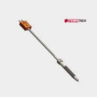 TC23 threaded melt bolt thermocouple with miniature connector, MgO mineral insulated cable, and threaded process mounting
