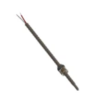TC44 Flexible Armored Bayonet Style Thermocouple with adjustable spring-loaded bayonet cap, stainless steel armor, and lead wire for industrial surface temperature measurement.