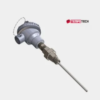 TC80 MGO-PAC industrial thermocouple with connection head and nipple union extension