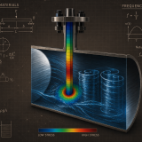background with calcuation , thermowell with stress strain
