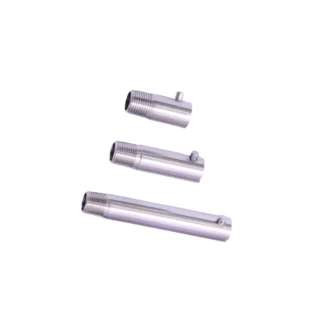 Stainless steel threaded bayonet adapters for mounting adjustable bearing thermocouples.