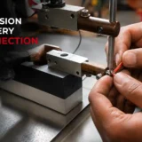 Technician assembling RTD sensor wires during precision industrial temperature sensor manufacturing